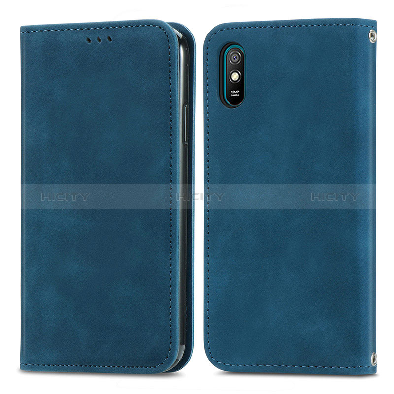 Funda de Cuero Cartera con Soporte Carcasa S04D para Xiaomi Redmi 9A Azul