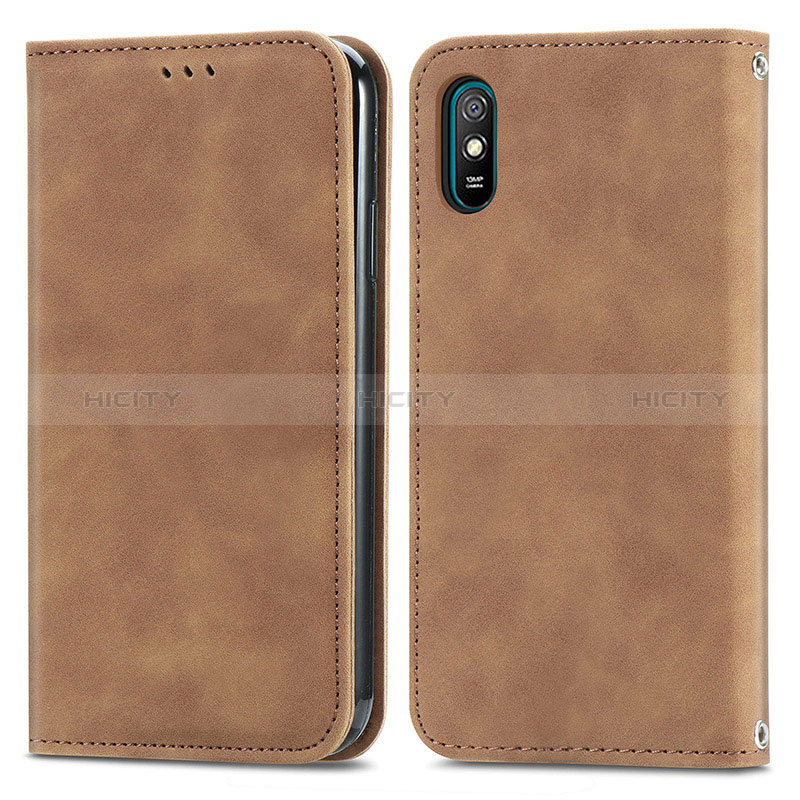 Funda de Cuero Cartera con Soporte Carcasa S04D para Xiaomi Redmi 9AT Marron