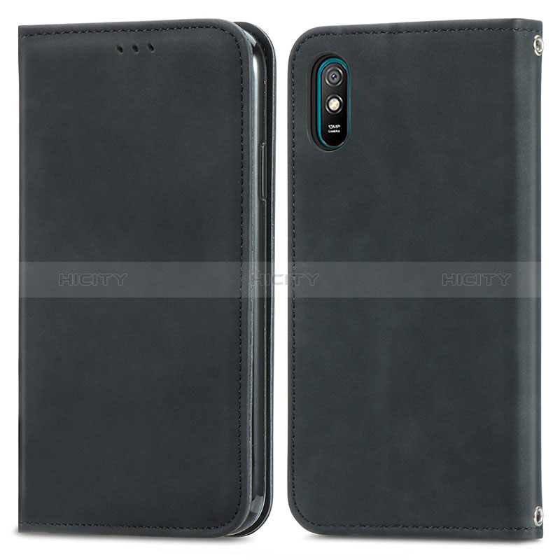 Funda de Cuero Cartera con Soporte Carcasa S04D para Xiaomi Redmi 9AT Negro