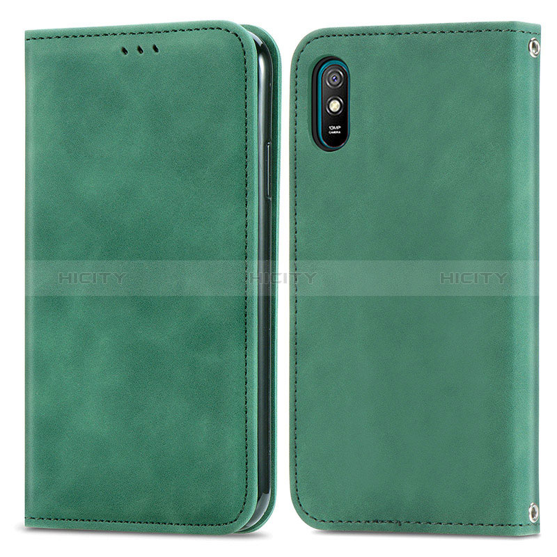 Funda de Cuero Cartera con Soporte Carcasa S04D para Xiaomi Redmi 9i Verde