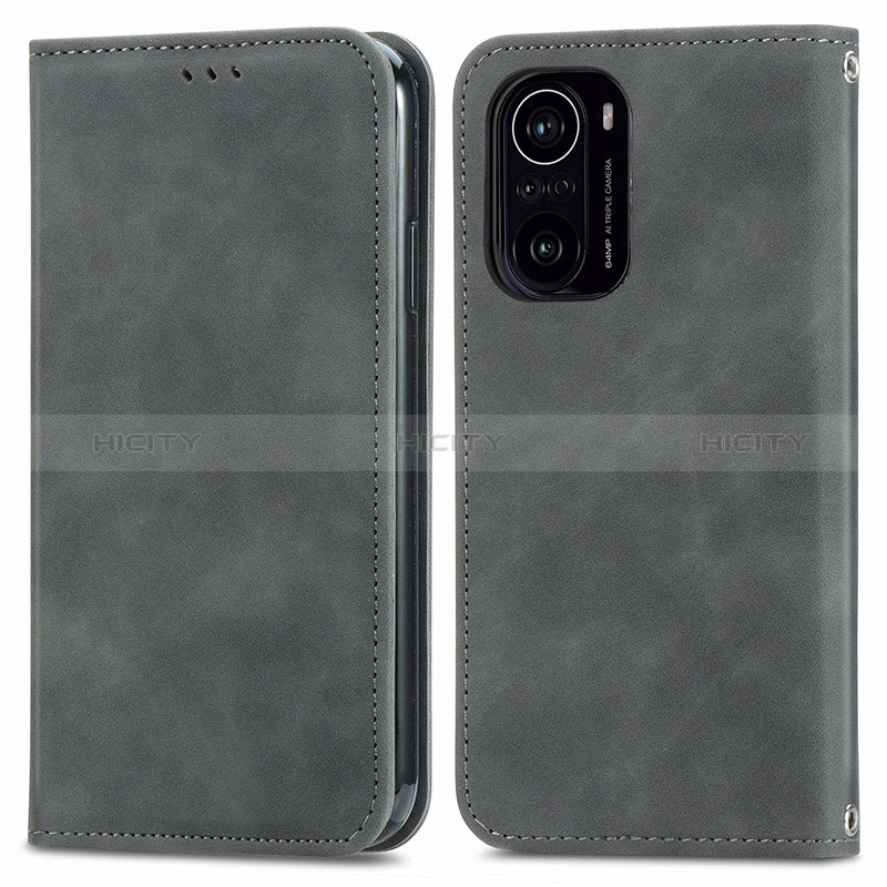 Funda de Cuero Cartera con Soporte Carcasa S04D para Xiaomi Redmi K40 5G Gris