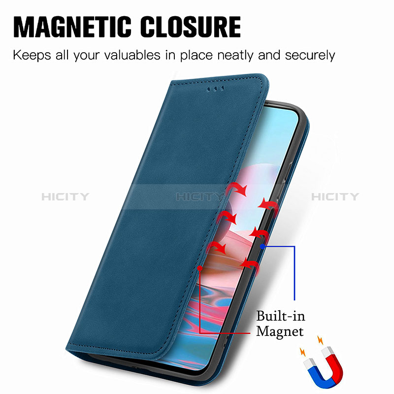 Funda de Cuero Cartera con Soporte Carcasa S04D para Xiaomi Redmi Note 10 4G