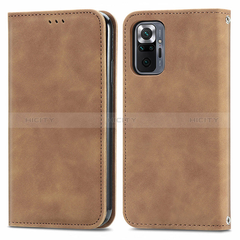 Funda de Cuero Cartera con Soporte Carcasa S04D para Xiaomi Redmi Note 10 Pro 4G Marron