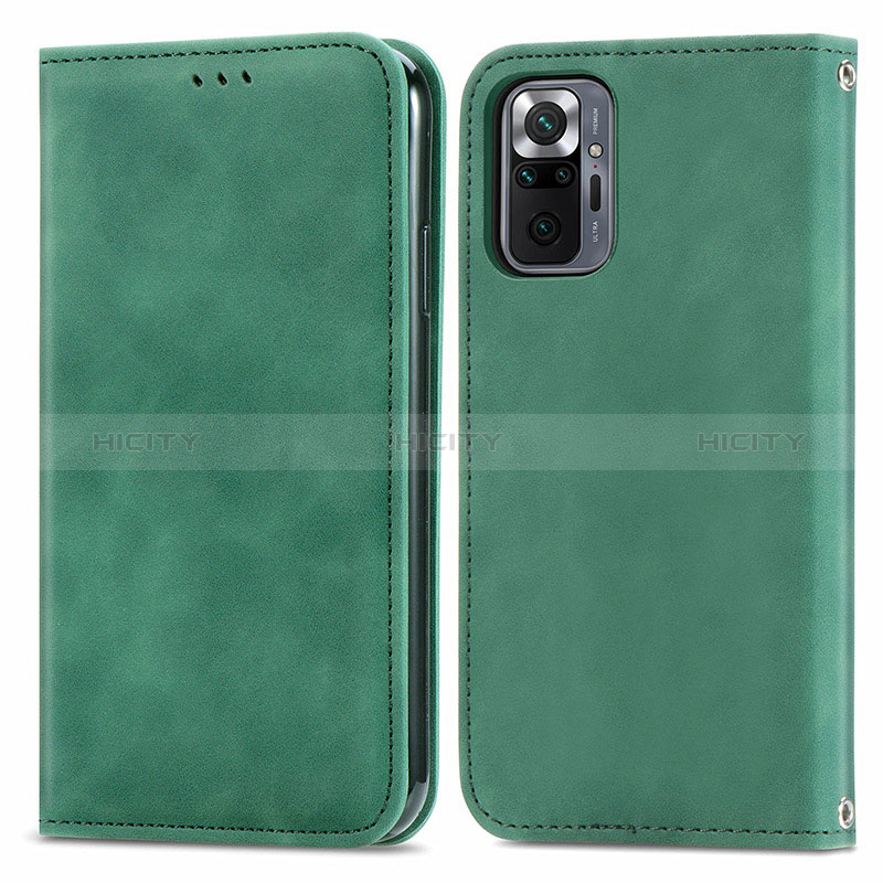 Funda de Cuero Cartera con Soporte Carcasa S04D para Xiaomi Redmi Note 10 Pro 4G Verde