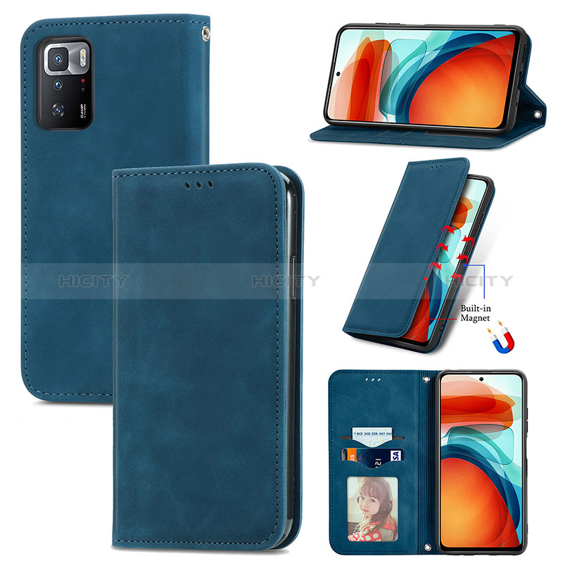 Funda de Cuero Cartera con Soporte Carcasa S04D para Xiaomi Redmi Note 10 Pro 5G