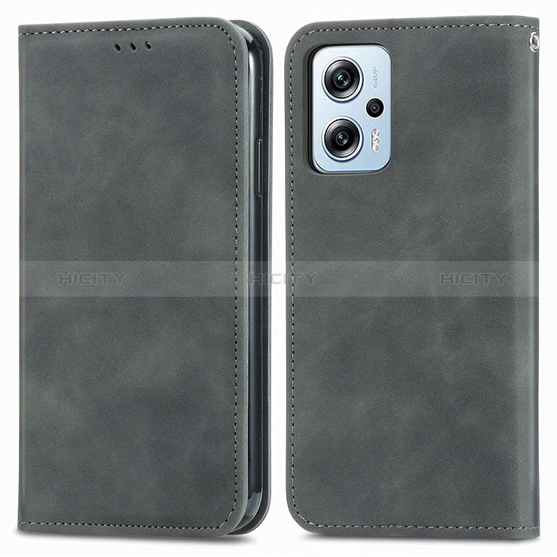 Funda de Cuero Cartera con Soporte Carcasa S04D para Xiaomi Redmi Note 11T Pro 5G Gris