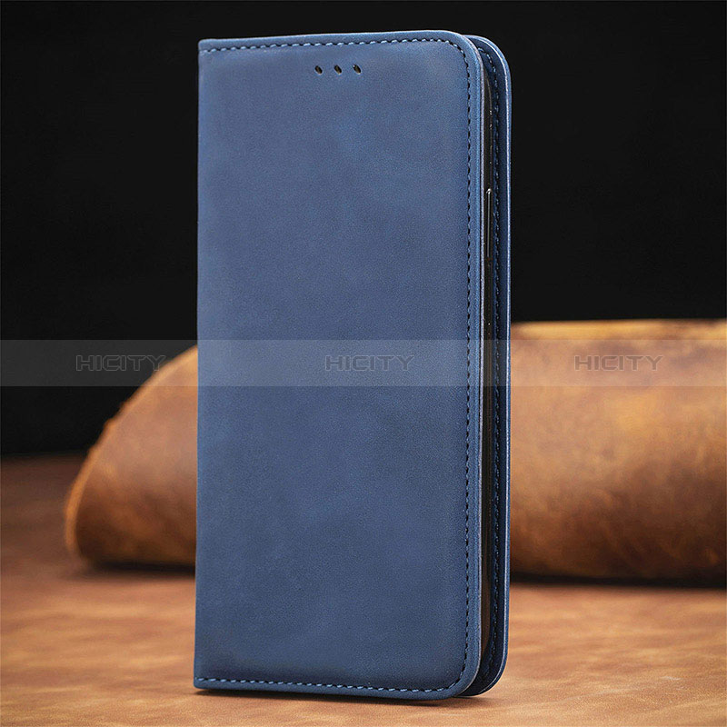 Funda de Cuero Cartera con Soporte Carcasa S04D para Xiaomi Redmi Note 9 5G Azul