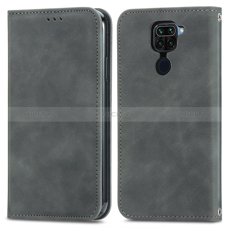 Funda de Cuero Cartera con Soporte Carcasa S04D para Xiaomi Redmi Note 9 Gris