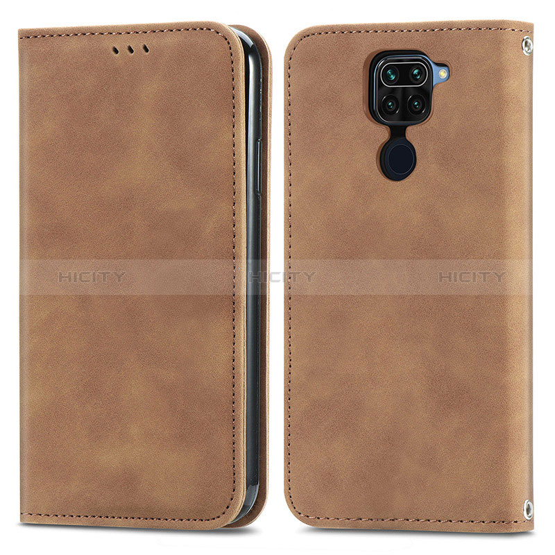 Funda de Cuero Cartera con Soporte Carcasa S04D para Xiaomi Redmi Note 9 Marron