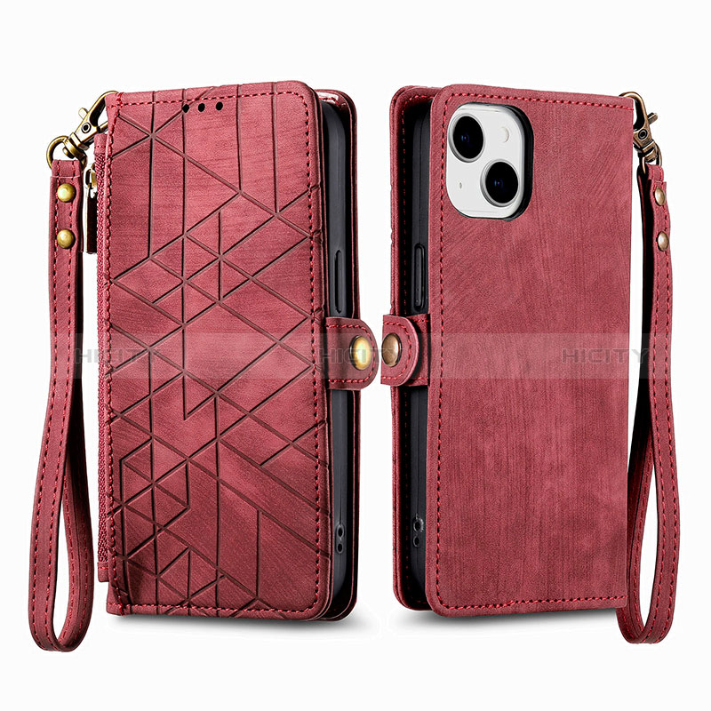 Funda de Cuero Cartera con Soporte Carcasa S05D para Apple iPhone 13