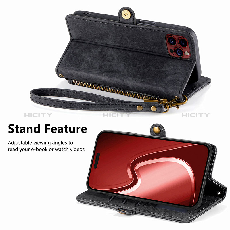 Funda de Cuero Cartera con Soporte Carcasa S05D para Apple iPhone 13 Pro