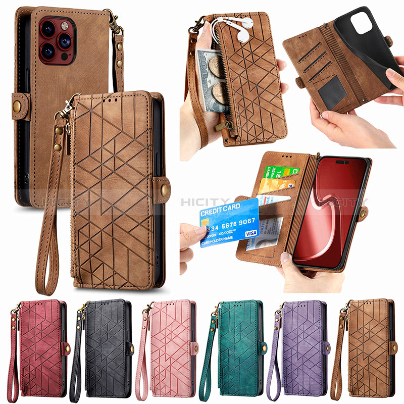 Funda de Cuero Cartera con Soporte Carcasa S05D para Apple iPhone 14 Pro Max