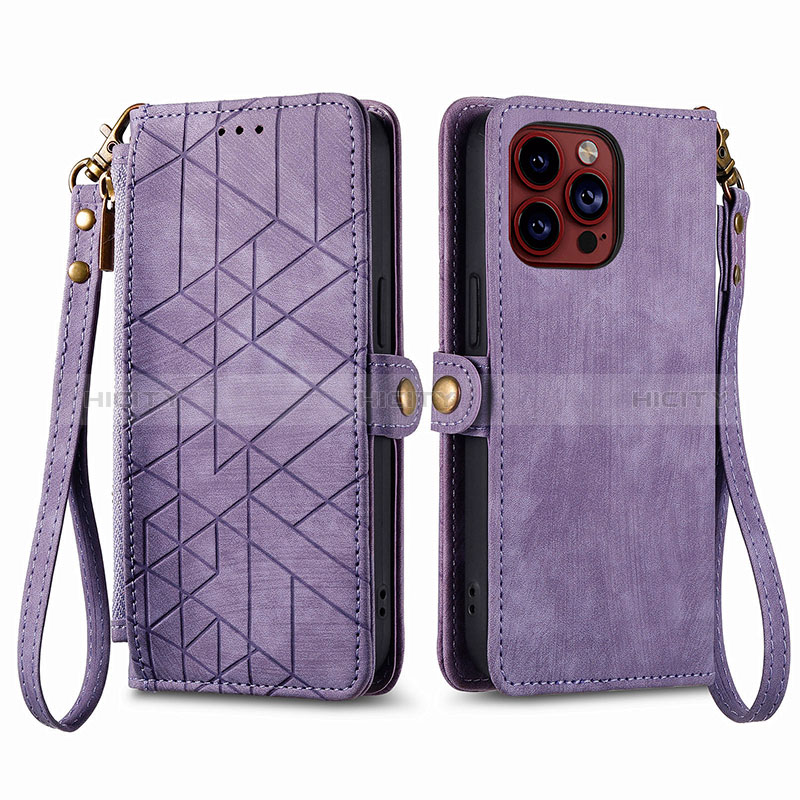 Funda de Cuero Cartera con Soporte Carcasa S05D para Apple iPhone 16 Pro