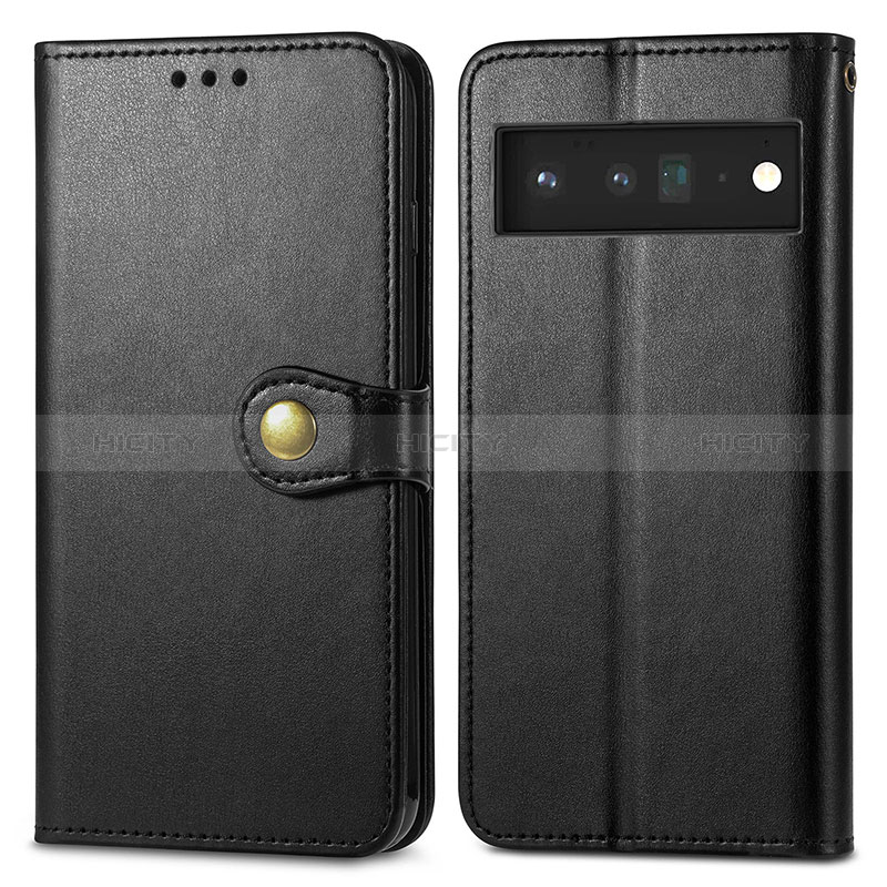 Funda de Cuero Cartera con Soporte Carcasa S05D para Google Pixel 6 Pro 5G Negro