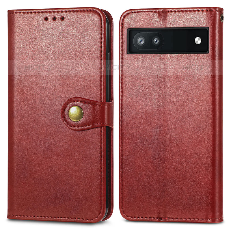 Funda de Cuero Cartera con Soporte Carcasa S05D para Google Pixel 6a 5G Rojo