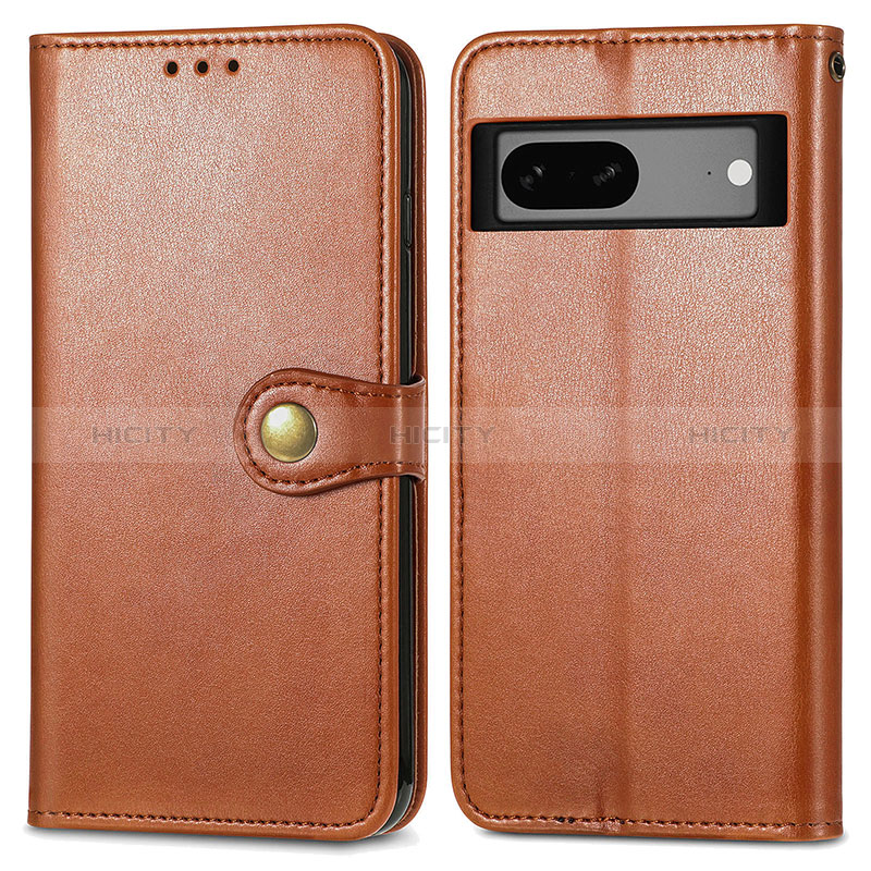 Funda de Cuero Cartera con Soporte Carcasa S05D para Google Pixel 7a 5G Marron