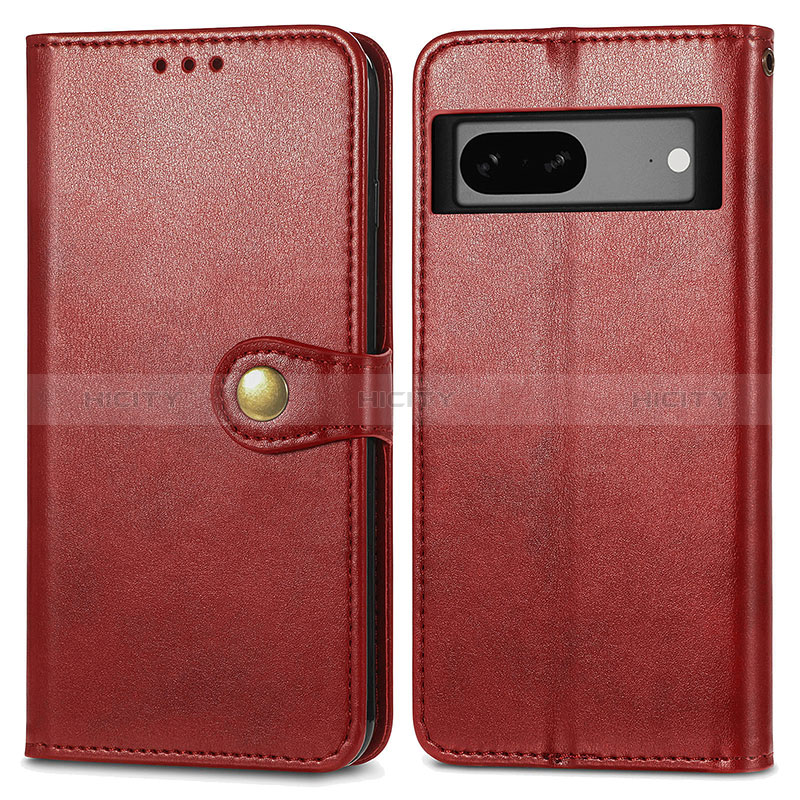 Funda de Cuero Cartera con Soporte Carcasa S05D para Google Pixel 7a 5G Rojo