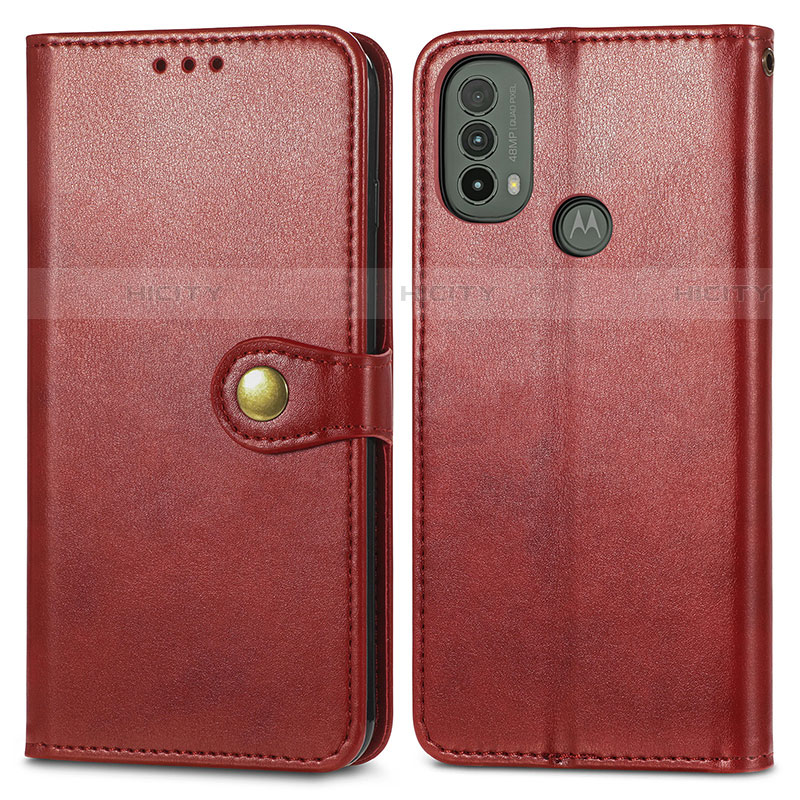 Funda de Cuero Cartera con Soporte Carcasa S05D para Motorola Moto E30 Rojo