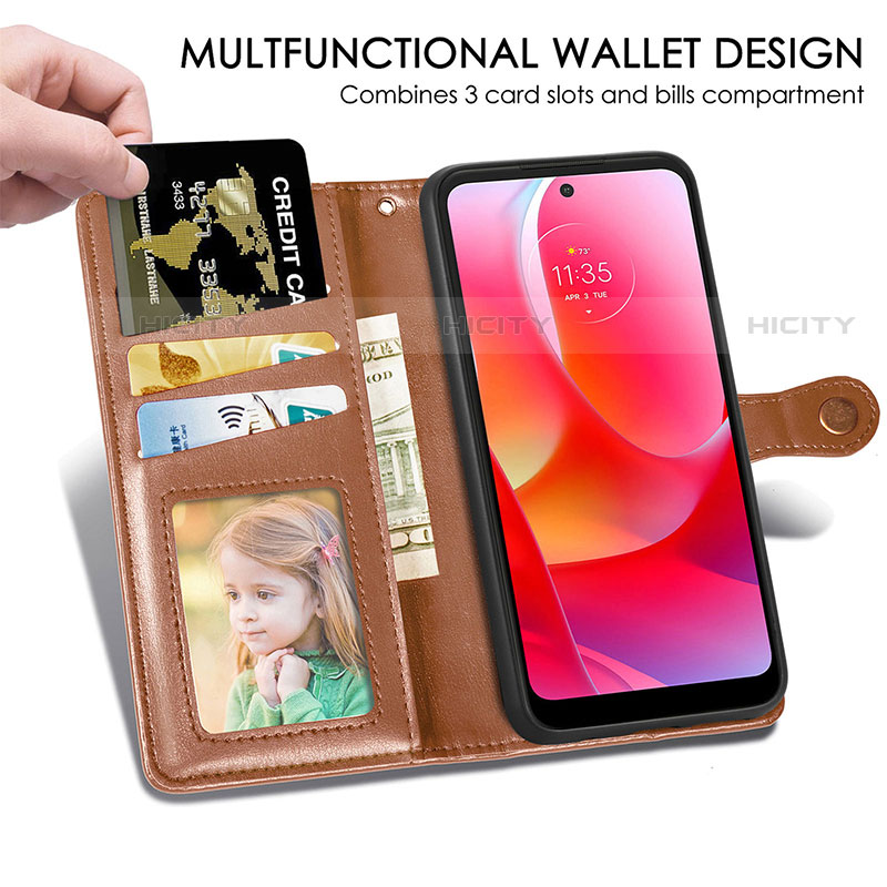 Funda de Cuero Cartera con Soporte Carcasa S05D para Motorola Moto G Play (2023)