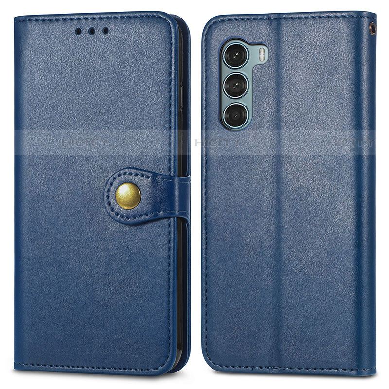 Funda de Cuero Cartera con Soporte Carcasa S05D para Motorola Moto G200 5G Azul