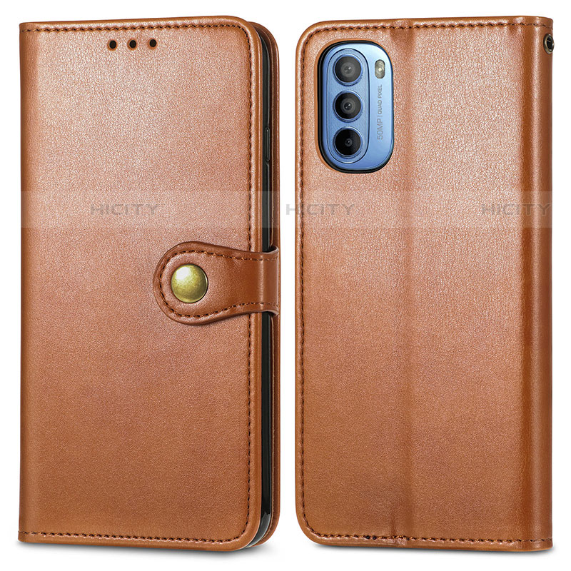 Funda de Cuero Cartera con Soporte Carcasa S05D para Motorola Moto G31 Marron