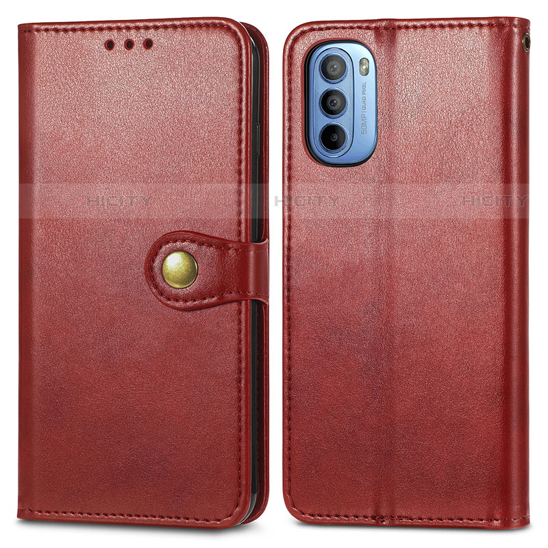 Funda de Cuero Cartera con Soporte Carcasa S05D para Motorola Moto G31 Rojo