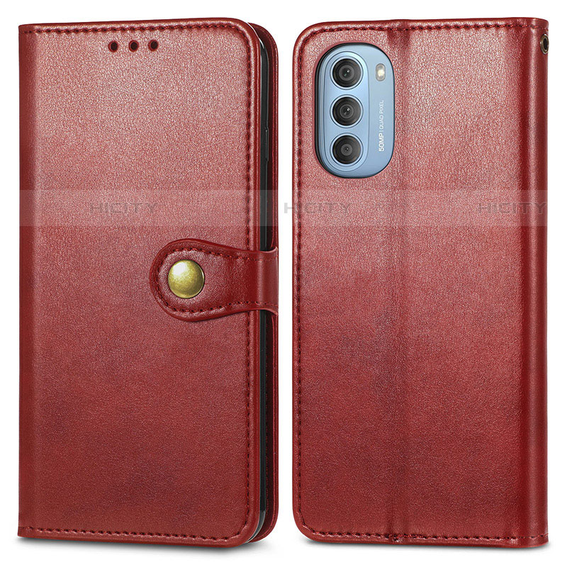 Funda de Cuero Cartera con Soporte Carcasa S05D para Motorola Moto G51 5G Rojo