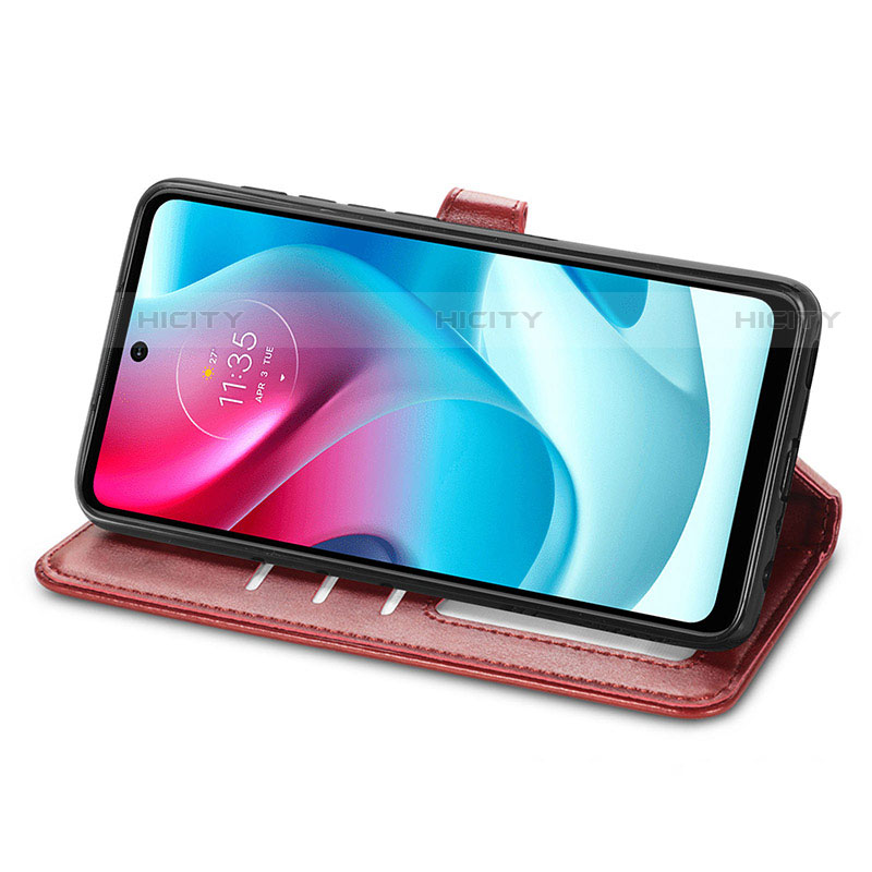 Funda de Cuero Cartera con Soporte Carcasa S05D para Motorola Moto G60s