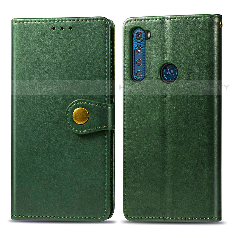 Funda de Cuero Cartera con Soporte Carcasa S05D para Motorola Moto One Fusion Plus Verde