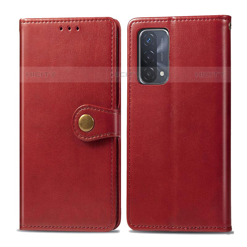 Funda de Cuero Cartera con Soporte Carcasa S05D para Oppo A93 5G Rojo