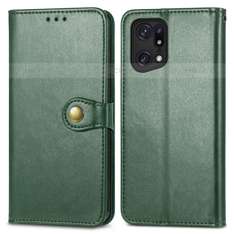 Funda de Cuero Cartera con Soporte Carcasa S05D para Oppo Find X5 Pro 5G Verde