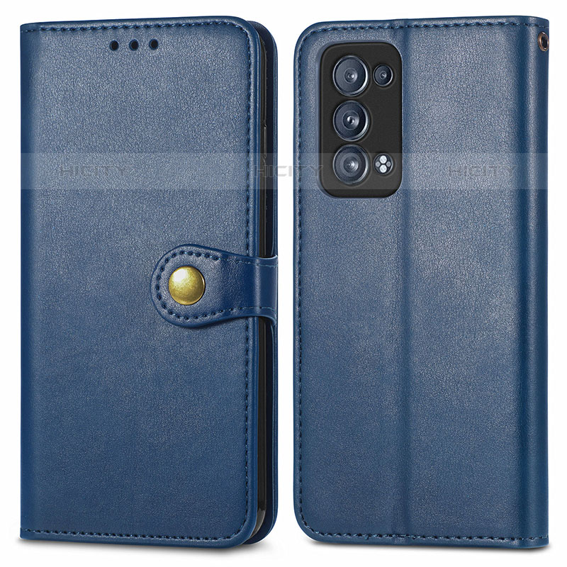 Funda de Cuero Cartera con Soporte Carcasa S05D para Oppo Reno6 Pro 5G Azul