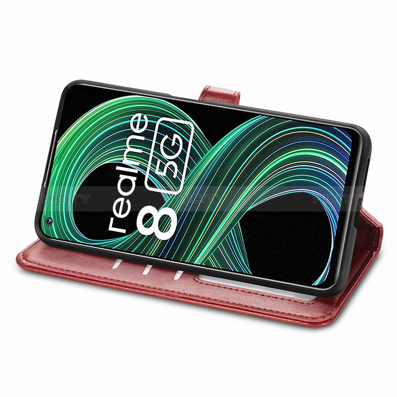 Funda de Cuero Cartera con Soporte Carcasa S05D para Realme 8 5G