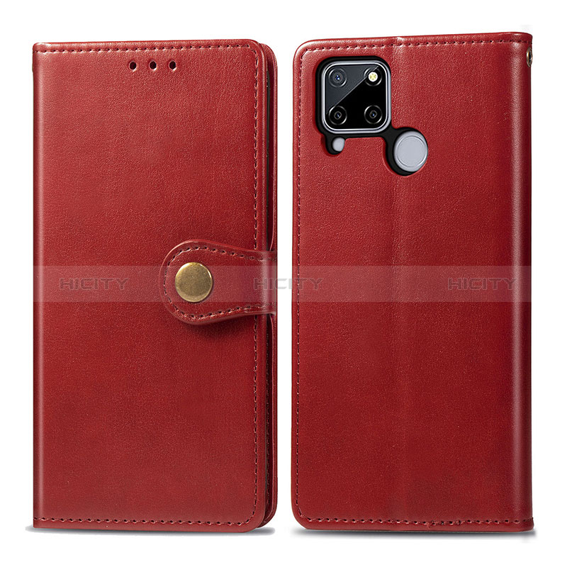 Funda de Cuero Cartera con Soporte Carcasa S05D para Realme C12 Rojo