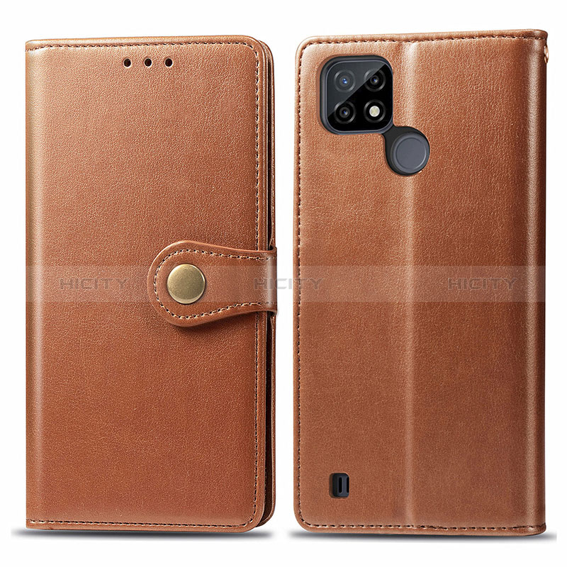 Funda de Cuero Cartera con Soporte Carcasa S05D para Realme C21Y Marron