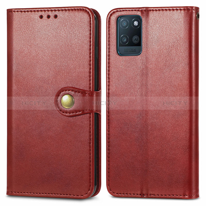 Funda de Cuero Cartera con Soporte Carcasa S05D para Realme V11s 5G Rojo