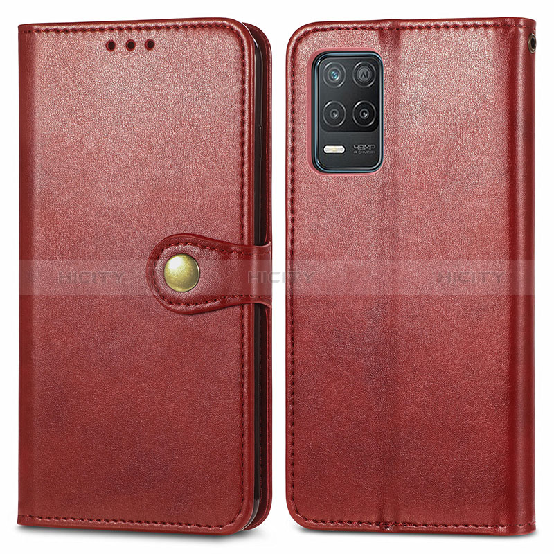 Funda de Cuero Cartera con Soporte Carcasa S05D para Realme V13 5G Rojo