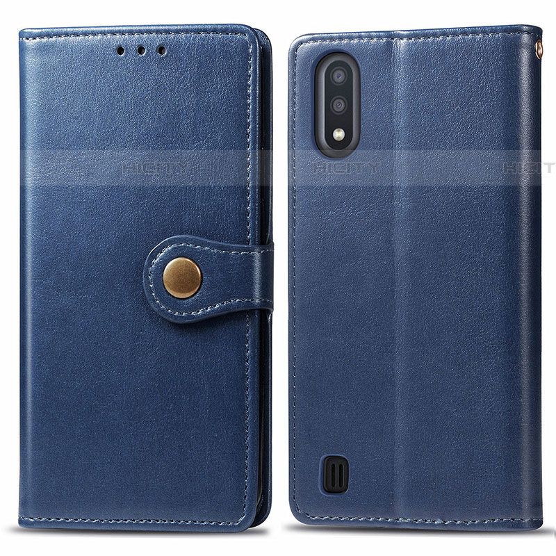 Funda de Cuero Cartera con Soporte Carcasa S05D para Samsung Galaxy A01 SM-A015 Azul