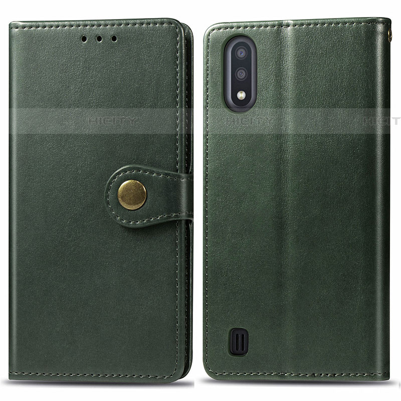 Funda de Cuero Cartera con Soporte Carcasa S05D para Samsung Galaxy A01 SM-A015 Verde