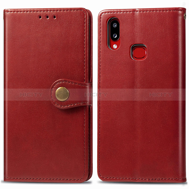 Funda de Cuero Cartera con Soporte Carcasa S05D para Samsung Galaxy A10s Rojo