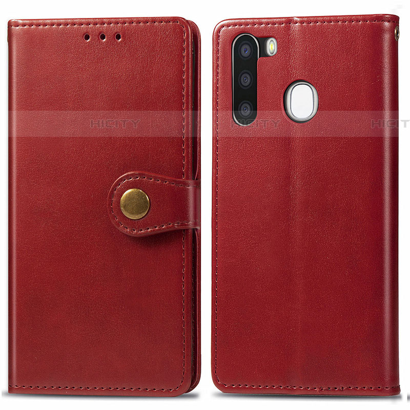 Funda de Cuero Cartera con Soporte Carcasa S05D para Samsung Galaxy A21 European Rojo