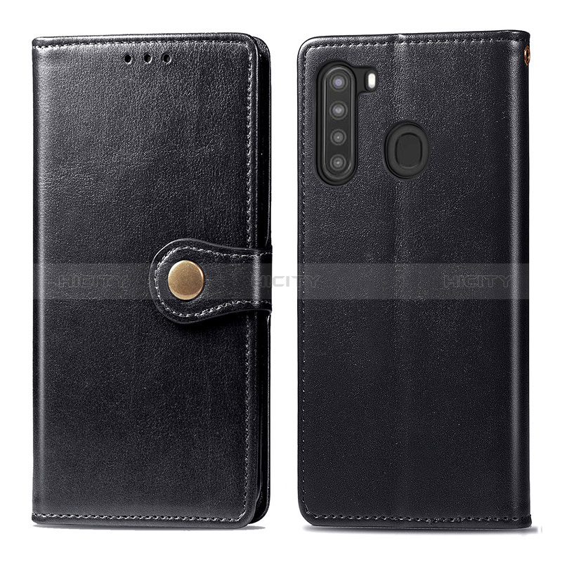 Funda de Cuero Cartera con Soporte Carcasa S05D para Samsung Galaxy A21 Negro