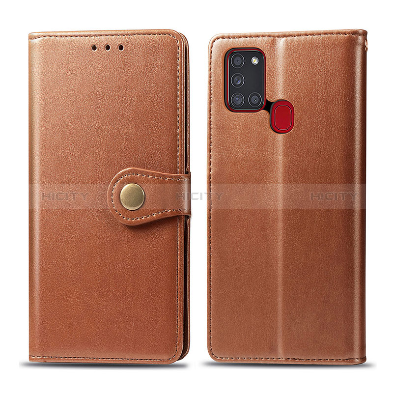 Funda de Cuero Cartera con Soporte Carcasa S05D para Samsung Galaxy A21s Marron