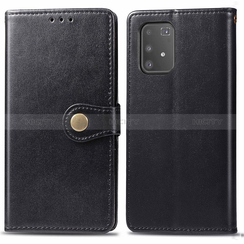 Funda de Cuero Cartera con Soporte Carcasa S05D para Samsung Galaxy A91 Negro