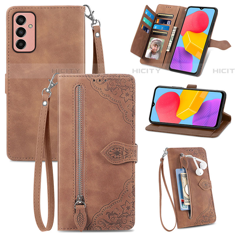 Funda de Cuero Cartera con Soporte Carcasa S05D para Samsung Galaxy F13 4G Marron