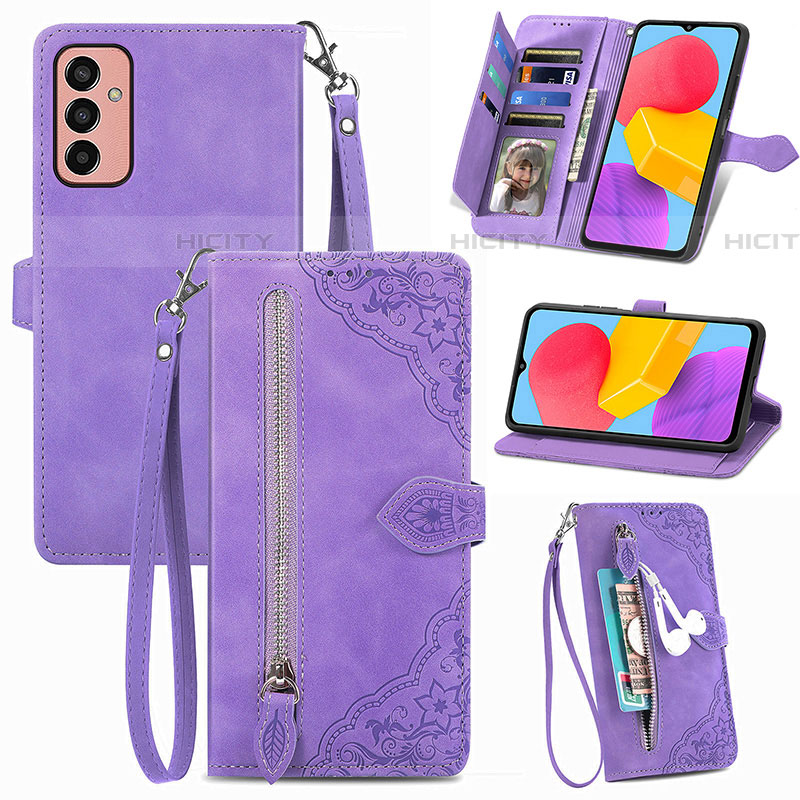 Funda de Cuero Cartera con Soporte Carcasa S05D para Samsung Galaxy F13 4G Morado