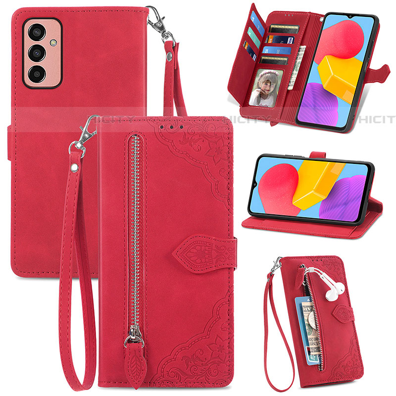 Funda de Cuero Cartera con Soporte Carcasa S05D para Samsung Galaxy F13 4G Rojo