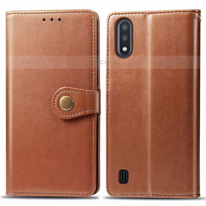 Funda de Cuero Cartera con Soporte Carcasa S05D para Samsung Galaxy M01 Marron