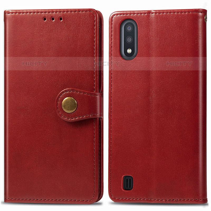 Funda de Cuero Cartera con Soporte Carcasa S05D para Samsung Galaxy M01 Rojo