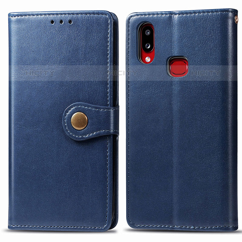 Funda de Cuero Cartera con Soporte Carcasa S05D para Samsung Galaxy M01s Azul